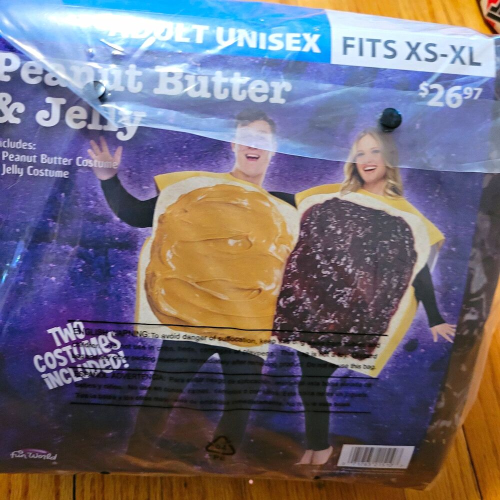 Fun World Peanut Butter & Jelly Couples Costume Set Adult Unisex XS-XL Polyester